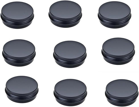 Aluminum Metal Tin 1oz/30ml - Black Round Tin Cans with Screw Top Lid, Pack of 10