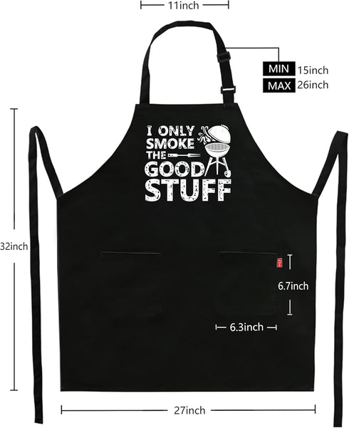 Funny Grill Aprons for Men - I Only Smoke the Good Stuff, Chef Cooking Grilling BBQ Aprons with 2 Pockets