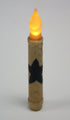 Set of 2 Primitive LED Taper Candles with Black Star, Battery Operated, Wax-Dipped