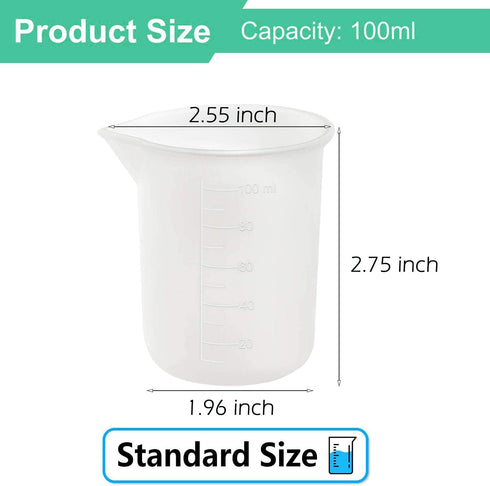 10 PCS 100ml Silicone Measuring Cups for Resin, Non-Stick Mixing Cups with Precise Scale for DIY Craft Jewelry