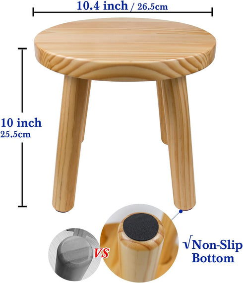 4-Leg Solid Wood Step Stool for Kids & Adults - Multi-Use Toddler Wooden Stool for Bathroom, Playroom, Living