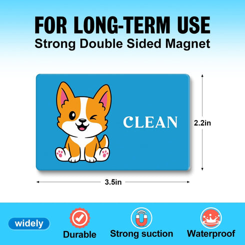 Cute Cartoon Animal Clean Dirty Dishwasher Magnet, Double Sided Kitchen Reversible Sign, Apartment Accessories Magnet