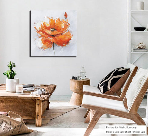 Niwo ART - Orange Poppies Flower Canvas Wall Art Home Decor, Framed and Ready to Hang