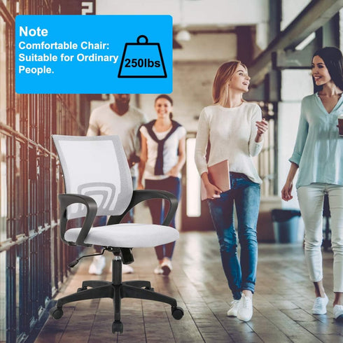 BestOffice | Ergonomic Office Chair | Mid-Back Swivel Desk Chair | Breathable Backrest & Lumbar Support | Adjustable