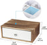 JACKCUBE DESIGN Rustic Wood Tea Storage Box with 12 Adjustable Compartments and White Faux Leather Drawer