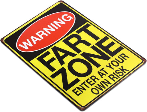 Warning Fart Zone - Funny Tin Sign for Bar, Pub, Garage, Diner, Cafe Home Decor