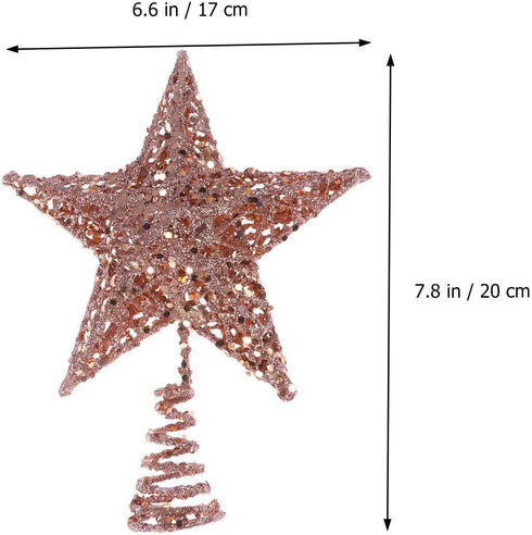 BinaryABC Christmas Tree Topper Star, Glittering Christmas Tree Decoration Ornaments, 20cm (Rose Gold)