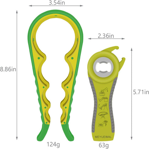 Jar Opener, 6 In 1 Bottle Opener for Weak Hands, Multifunctional Lid Opener Kit for Seniors & Kids