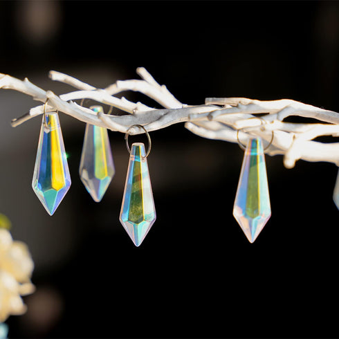 50pcs 38mm Suncatcher Crystal Icicle Prisms Pendant, Icicle Chandelier Crystals Pendants Drops Lamp Candle Holders