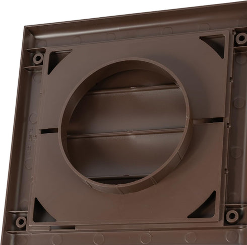 Plastic 4" Brown Dryer Vent Cover with Flange - Exhaust Ventilation Grille with Shutters for Various Ventilation Systems