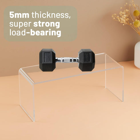 4 Packs 5mm Cup11.8 4.72 4.72 Inch Kitchen Cabinet Shelf Organizer, Acrylic Clear Shelf Riser, Thick Spice Rack
