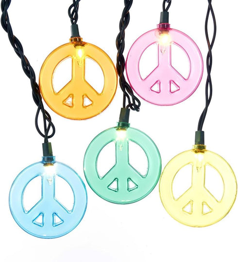 Kurt Adler 10 Multicolored Peace Sign Light Set