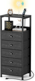 5-Drawer Dresser with Charging Station & Voice Control LED Light, Modern Bedside