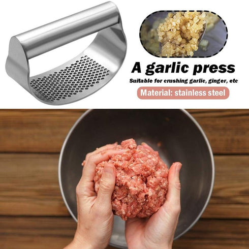 Garlic Press Rocker Stainless Steel, Fruit Crusher with Comfortable Handle, Easy Use & Clean Kitchen Tool