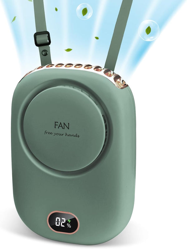 Portable Neck Fan, Hands-Free Hanging Fan with Adjustable Lanyard, USB Rechargeable Bladeless Mini Fan for Travel