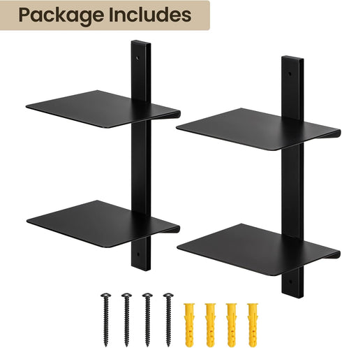 Invisible Floating Bookshelf for Wall Mounted - 4 Tier Vertical Spine Book Tower, Heavy-Duty Metal Organizers, 2 Pack