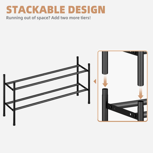 6 Closet, 1 STORAGE MANIAC Long Expandable Shoe Rack, Pairs Metal Wide Stackable Shoe Rack, Adjustable Shoes Shelf