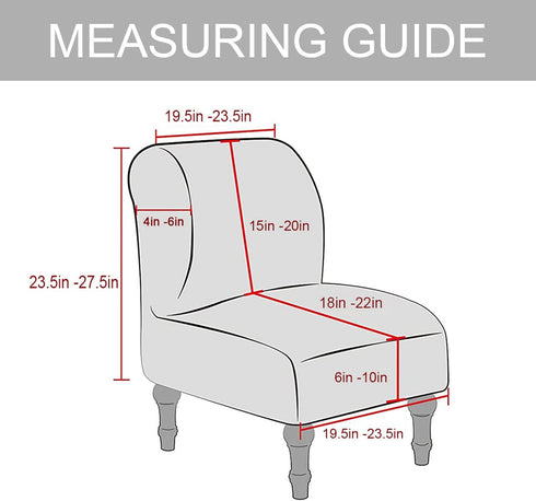 UCCONO Armless Accent Chair Slipcovers, Thick Velvet Slipper Accent Chair Covers Hotel Oversized Big Chairs, Removable