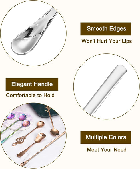 uxcell 4Pcs 7.6 Inch Stainless Steel Mixing Spoon Set, Cocktail Stirrer Bar Spoon for Drink Stirring