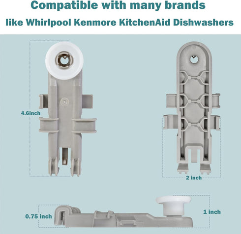 8268743 Dishwasher Upper Rack Wheel Replacement, Fit for Whirlpool Kenmore KitchenAid Dishwashers Top Rack Parts WP8268655 (Pack of 4)