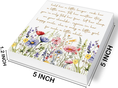 UYVQXA Girl Nursery Decor Nursery Wildflower Wood Sign Hold Her a Little Longer Wooden Box Sign Baby Girl Room Table