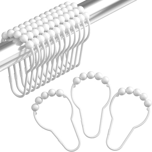 Amazer Shower Curtain Hooks, Decorative Rust-Resistant Stainless Steel Hooks for Bathroom Shower Rod, Set of 12