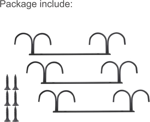 Under Cabinet Mug Hooks, 3 Pieces Mug Holder Rack with 12 Hooks, Display Hanging Storage for Mugs/Coffee Cups, Black