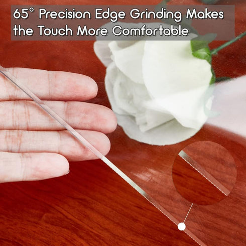 30 Inch 1.5mm NECAUX Round Clear Table Cover Protector, Thick Upgraded Version, Unshrinkable Waterproof Scratch