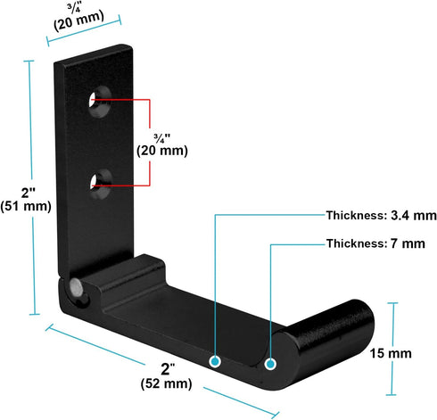 heneng 10 Pcs Black Foldable Coat Hook, 2" x 2" Aluminium Alloy Solid Hooks with Screws, Max Load 44lbs