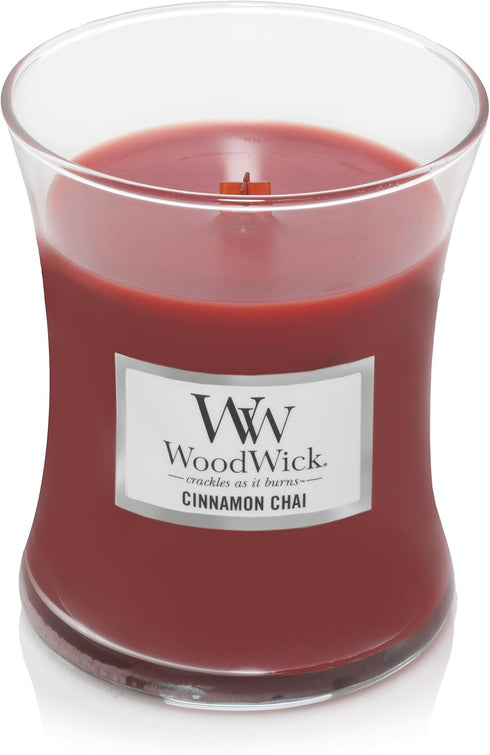 WoodWick Medium Hourglass Scented Candle, Cinnamon Chai, with Crackling Wick, Burn Time: Up to 60 Hours