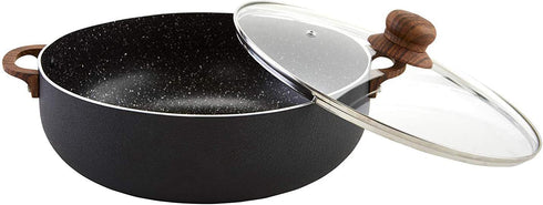 IMUSA USA Black 4.4Qt Stone Caldero with Woodlook Handles and Knob, 4.4 Quart by Imusa