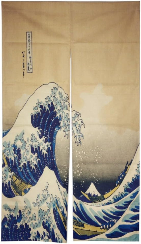 Doorway Curtain Tapestry - Japanese Noren Curtain Tapestry of The Great Wave Off Kanagawa for Door Hanging