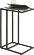 UHGD001B YMYNY C-Shaped End Table, Tempered Glass Sofa Side Table, TV Tray CouchTable That Slide Under for Small Space