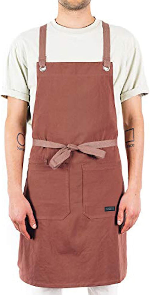 Caldo Crossback Kitchen Apron for Cooking - Mens and Womens Professional Chef or Server Bib Apron - Adjustable