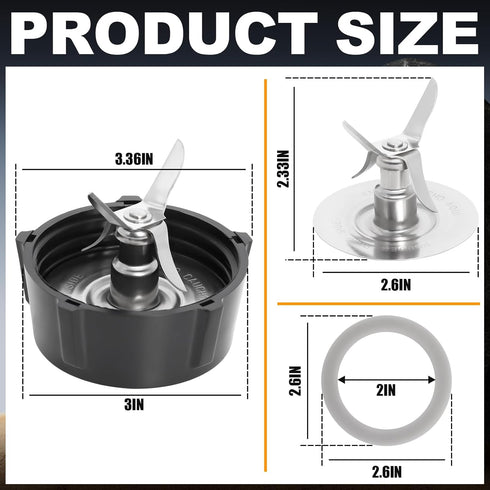Blender Blade for Oster Osterizer, Sealing Ring Gasket, 4902 Jar Bottom Coupling Stud Pin Kit, Glass Jar Replacement