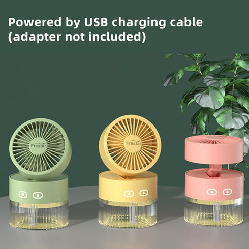 Personal Cooling Fan and Small Air Humidifier 350ml with LED Night Light, USB Charging for Office