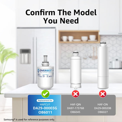 Overbest DA29-00003G Refrigerator Water Filter, Replacement for Samsung DA29-00003G, DA29-00003B, DA29-00003A, Aqua-Pure Plus, HAFCU1 by Overbest