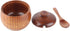 AYNEFY Solid Wood Spice Jar, Sugar Salt Pepper Storage Bowl with Spoon and Lid for Home Restaurant Food Shop