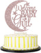 PALASASA Baby Girl Cupcake Topper - Moon and Stars Greeting, Rose Gold - Baby Shower & Gender Reveal Decorations