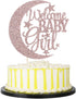 PALASASA Baby Girl Cupcake Topper - Moon and Stars Greeting, Rose Gold - Baby Shower & Gender Reveal Decorations