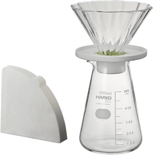 HARIO CDB-3012-W Tea Dripper Bouquet Server Set, 1-4 Cups, White