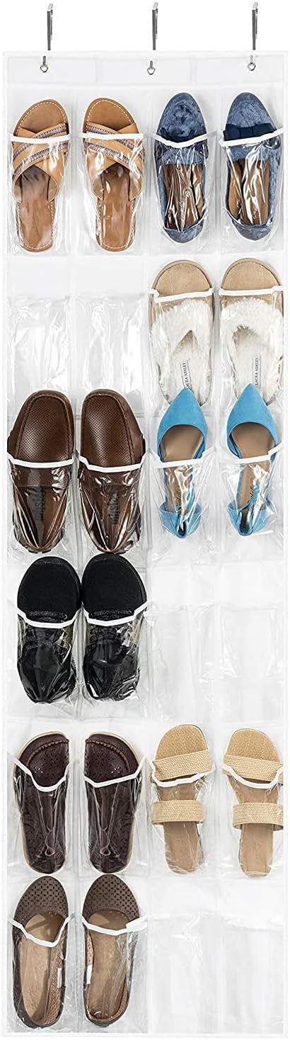 ZOBER Over the Door Shoe Organizer with 24 Pockets - Hanging Shoe Rack for Closet, Pantry Storage