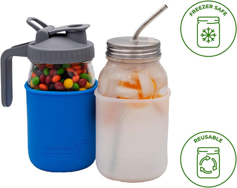 Quart 32oz Silicone Sleeves/Jackets for Protecting Ball, Kerr, Canning Jars by Mason Jar Lifestyle (Charcoal Gray, 2