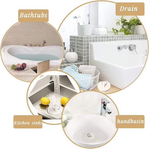 Bath Tub Drain Stoppers, 4 Pieces Rubber Sink Bathtub Plug Seal with Hanging Ring for Kitchen Bathroom Laundry