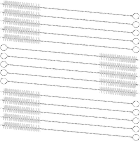 GFDesign 15-Piece Drinking Straw Cleaning Brushes Set, Nylon Bristles, Stainless Steel Handle - 8" x 3/8" (10mm)