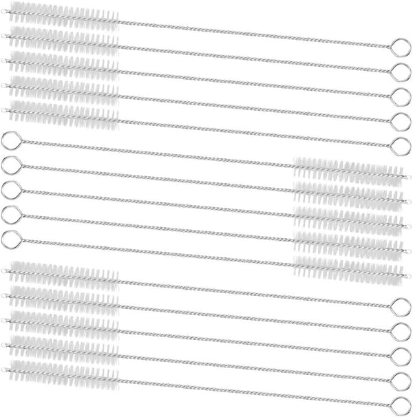 GFDesign 15-Piece Drinking Straw Cleaning Brushes Set, Nylon Bristles, Stainless Steel Handle - 8" x 3/8" (10mm)