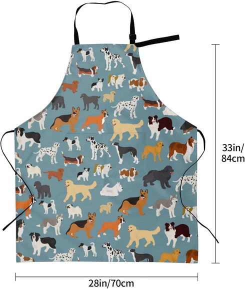 Perinsto Pet Dogs Grooming Waterproof Apron with 2 Pockets, Cute Animal Chef Bibs for Cooking, Baking