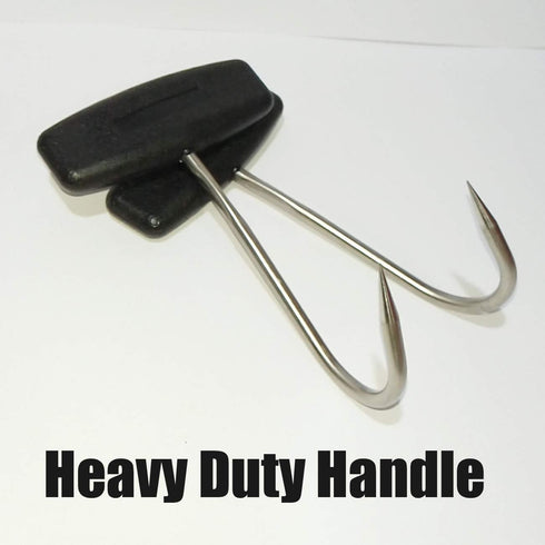 TIHOOD 2PCS T Shaped Meat Hooks, 6 inch Stainless Steel Boning Hooks for Butchering (Black x2)