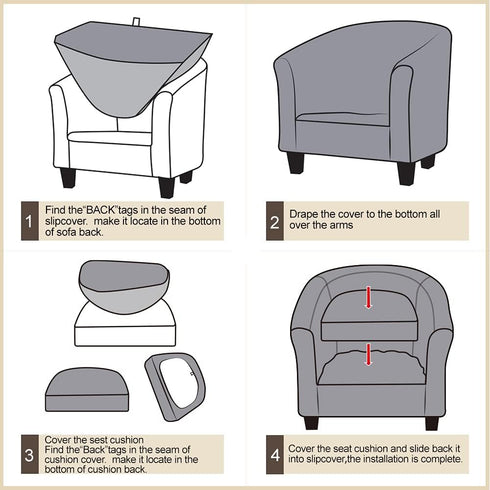 Lellen Club Chair Slipcover with Seat Cushion Cover Round Tub Accent Armchair Cover Reusable Sofa Stretch Covers