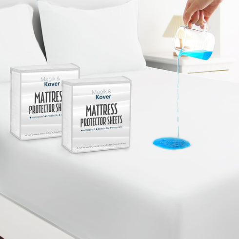 Magik & Kover 2 Pack Full Size Mattress Protector Waterproof Cover, Waterproof Bed Full Fitted